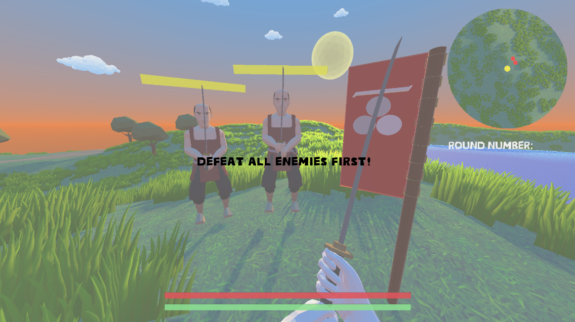 Mōri's interactive mission banner preventing the player from starting the next round before killing all enemies